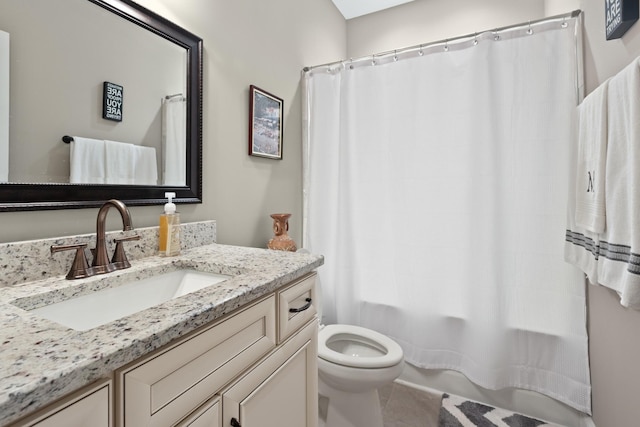 6288 Blacksmith Dr, Pleasant View, TN 37146 - bathroom featuring toilet, vanity, shower / bath combo, and tile patterned flooring
