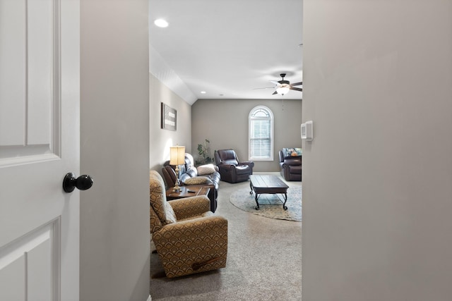 6288 Blacksmith Dr, Pleasant View, TN 37146 - living area with carpet flooring, a ceiling fan, and recessed lighting