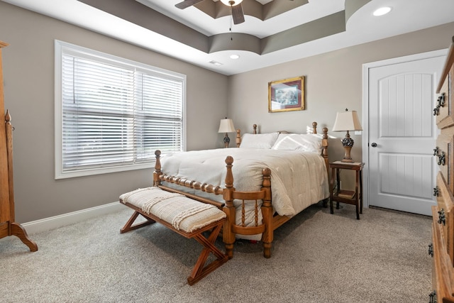 6288 Blacksmith Dr, Pleasant View, TN 37146 - carpeted bedroom featuring baseboards, recessed lighting, a ceiling fan, and a raised ceiling