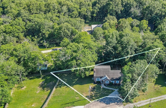 530 David Ave, Lewisburg, TN 37091 - aerial view of property and surrounding area with a forest and property boundaries highlighted