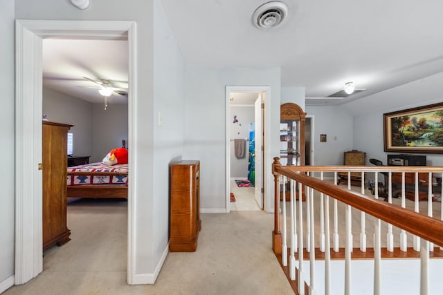 530 David Ave, Lewisburg, TN 37091 - hallway featuring an upstairs landing, light carpet, and baseboards