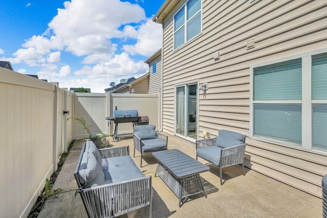 911 Keepsake Diamond Ln, Murfreesboro, TN 37128 - fenced backyard with an outdoor living space, a patio, and grilling area