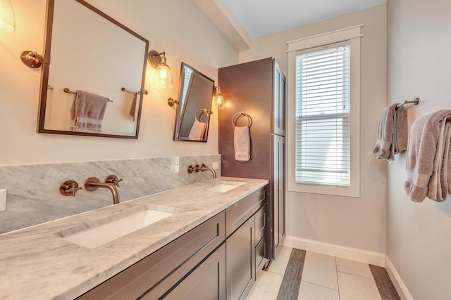 6416 Edsel Dr, Nashville, TN 37209 - bathroom with double vanity, baseboards, and tile patterned flooring