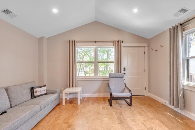 6416 Edsel Dr, Nashville, TN 37209 - sitting room featuring vaulted ceiling, light wood-type flooring, healthy amount of natural light, baseboards, and recessed lighting