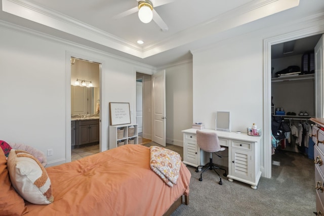 4083 Kings Camp Pass, Arrington, TN 37014 - bedroom featuring a spacious closet, crown molding, a closet, an office area, and connected bathroom
