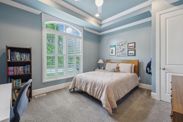 4083 Kings Camp Pass, Arrington, TN 37014 - bedroom featuring ornamental molding, carpet flooring, baseboards, a tray ceiling, and recessed lighting