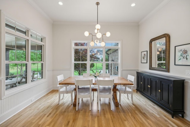 4083 Kings Camp Pass, Arrington, TN 37014 - dining space featuring light wood-style floors, a chandelier, ornamental molding, and recessed lighting