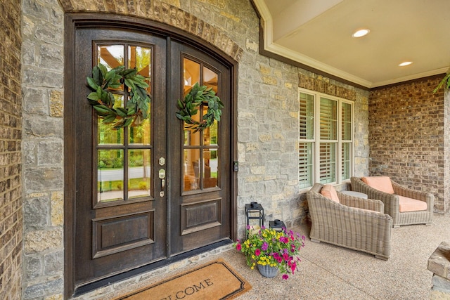 4083 Kings Camp Pass, Arrington, TN 37014 - doorway to property with stone siding and french doors