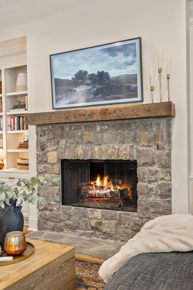 4083 Kings Camp Pass, Arrington, TN 37014 - detailed view of a stone fireplace and built in shelves