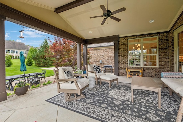 4083 Kings Camp Pass, Arrington, TN 37014 - view of patio with outdoor lounge area, a ceiling fan, and outdoor dining space