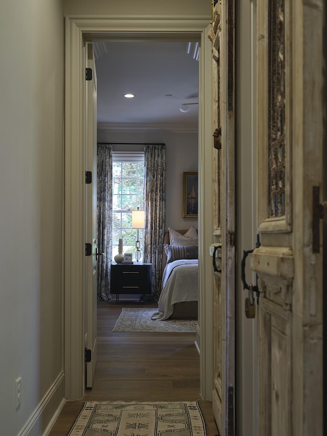 4516 Shys Hill Rd, Nashville, TN 37215 - hallway with wood finished floors, crown molding, and baseboards