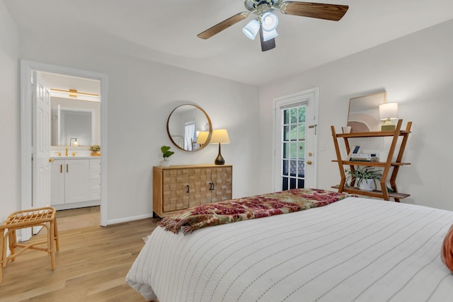 235 Glenstone Cir, Brentwood, TN 37027 - bedroom featuring light wood-style floors, connected bathroom, a ceiling fan, and baseboards