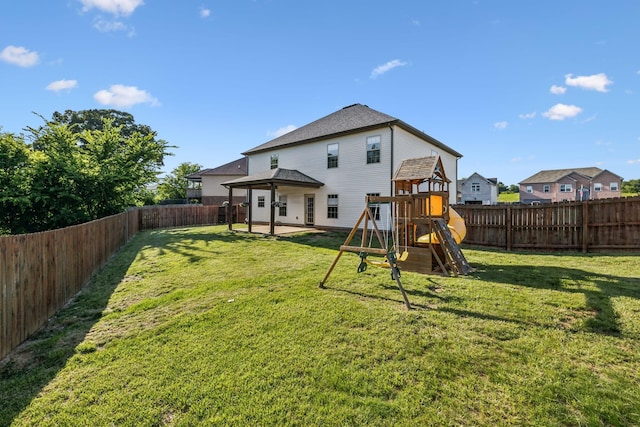3296 Wiser Dr, Clarksville, TN 37042 - rear view of property featuring a fenced backyard, a playground, and a patio area