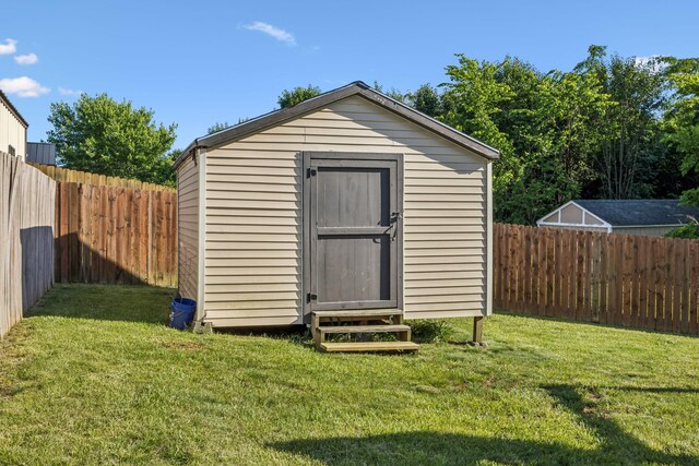 3296 Wiser Dr, Clarksville, TN 37042 - view of shed featuring a fenced backyard and entry steps