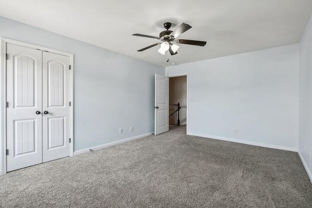 3296 Wiser Dr, Clarksville, TN 37042 - unfurnished bedroom with carpet floors, a closet, and a ceiling fan