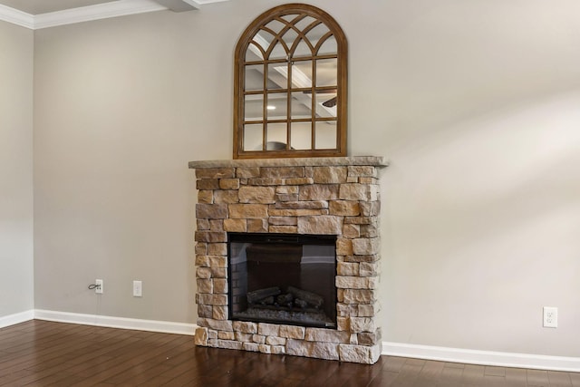 3296 Wiser Dr, Clarksville, TN 37042 - detailed view of crown molding, wood finished floors, and a fireplace