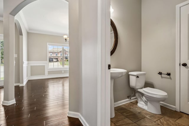 3296 Wiser Dr, Clarksville, TN 37042 - half bathroom with ornamental molding and wood finished floors