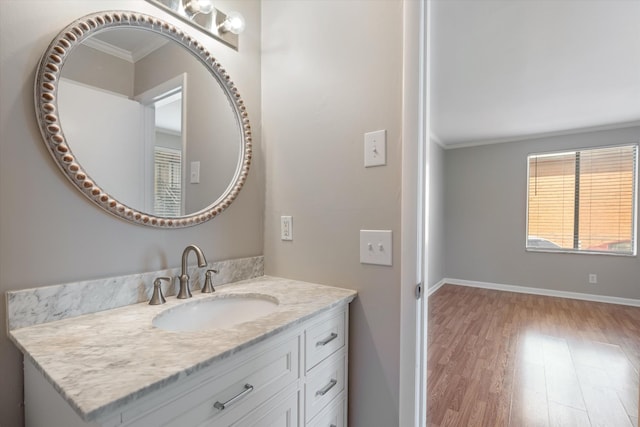 3600 Hillsboro Pike Unit A1, Nashville, TN 37215 - bathroom with crown molding, wood finished floors, vanity, and baseboards