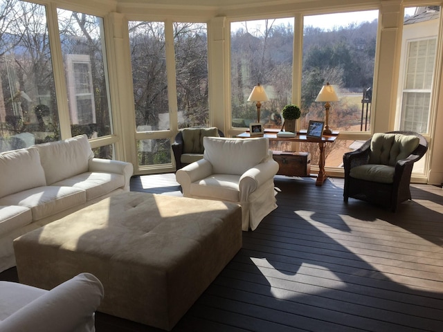 504 Chippenham Ct, Franklin, TN 37069 - sunroom / solarium featuring hardwood / wood-style flooring, a wooden deck, and healthy amount of natural light
