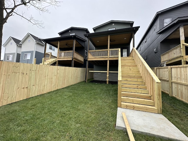 2120 Burns St, Nashville, TN 37216 - back of house featuring stairway and a ceiling fan