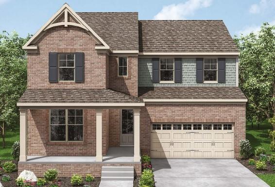 1830 Ableson Way, Columbia, TN 38401 - view of front facade with brick siding, an attached garage, a shingled roof, and driveway