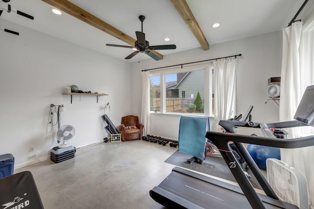 418 Boyd Mill Ave, Franklin, TN 37064 - exercise area with recessed lighting, a ceiling fan, and baseboards