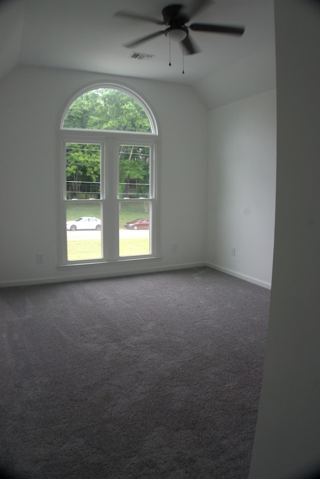 1202 Willow Brook Pass, Mount Juliet, TN 37122 - empty room featuring vaulted ceiling, a ceiling fan, carpet floors, and baseboards
