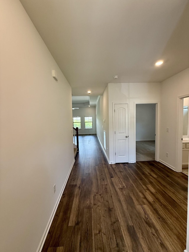 1020 Wiseman Farm Rd, Fairview, TN 37062 - corridor with dark wood-style flooring and recessed lighting