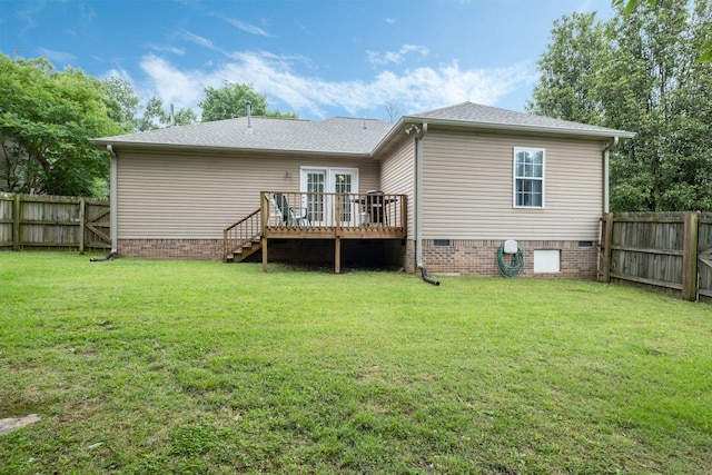 1305 Northlynn Dr, Lebanon, TN 37087 - back of house with crawl space, a deck, stairs, and roof with shingles