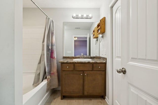 1217 Merritt Hill Trl, Smyrna, TN 37167 - bathroom with vanity and shower / bathtub combination with curtain