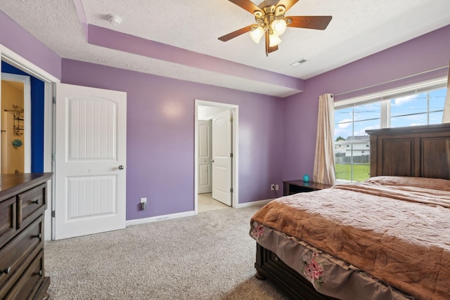 1217 Merritt Hill Trl, Smyrna, TN 37167 - bedroom with light colored carpet, a textured ceiling, baseboards, and a ceiling fan