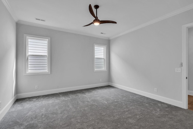 7139 Frances St, Fairview, TN 37062 - empty room featuring baseboards, ornamental molding, a ceiling fan, and carpet