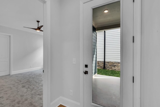 7139 Frances St, Fairview, TN 37062 - entryway featuring baseboards, carpet floors, healthy amount of natural light, and ceiling fan