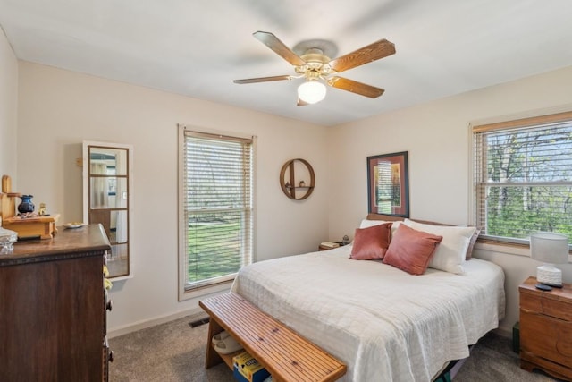 1190 Corum Hill Rd, Castalian Springs, TN 37031 - bedroom featuring multiple windows, carpet floors, baseboards, and ceiling fan