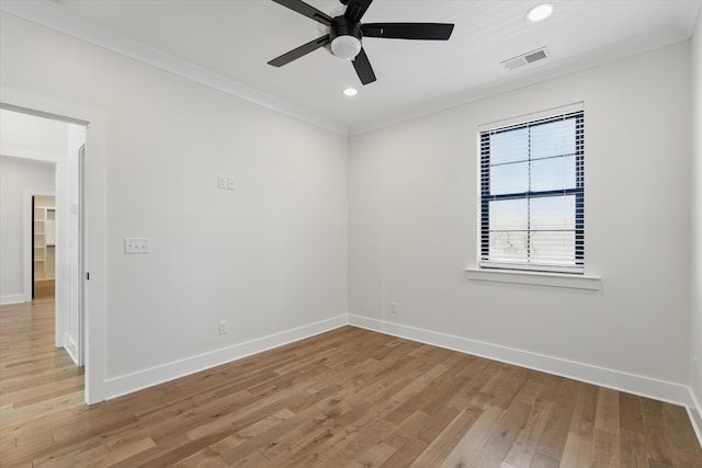 329 Lawndale Dr, Nashville, TN 37217 - empty room with baseboards, light wood-style floors, ceiling fan, recessed lighting, and ornamental molding
