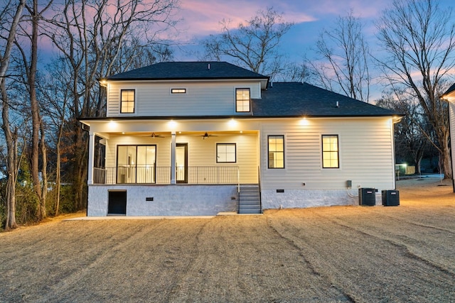 329 Lawndale Dr, Nashville, TN 37217 - view of front of property featuring crawl space, ceiling fan, central AC, and stairs