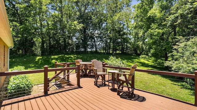 1056 Gilmore Hill Rd, Lebanon, TN 37087 - wooden deck featuring a lawn and view of wooded area