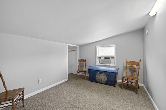 10669 S Windrow Rd, Rockvale, TN 37153 - sitting room with carpet floors, vaulted ceiling, cooling unit, and baseboards
