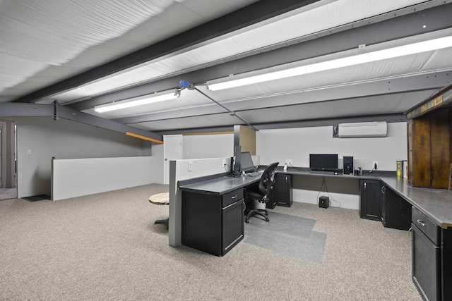 10669 S Windrow Rd, Rockvale, TN 37153 - office space with an AC wall unit, light carpet, and built in desk