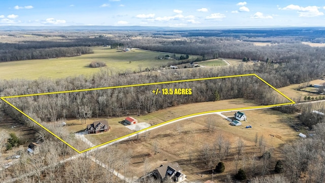 11 Walnut Creek Dr, Manchester, TN 37355 - view of rural area featuring property boundaries highlighted and a heavily wooded area
