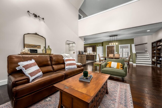 11 Walnut Creek Dr, Manchester, TN 37355 - living room with hardwood / wood-style floors, baseboards, and stairway