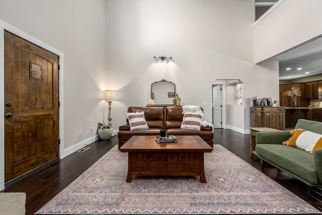 11 Walnut Creek Dr, Manchester, TN 37355 - living room with a high ceiling, baseboards, and wood finished floors