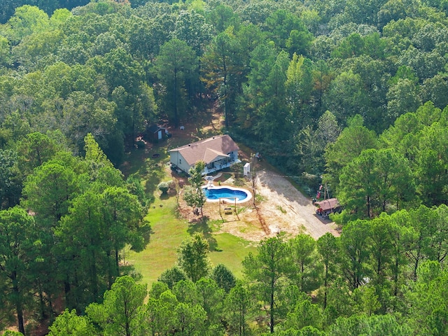 5935 Old Stage Rd, Huntingdon, TN 38344 - aerial view of property and surrounding area with a forest and a pool area