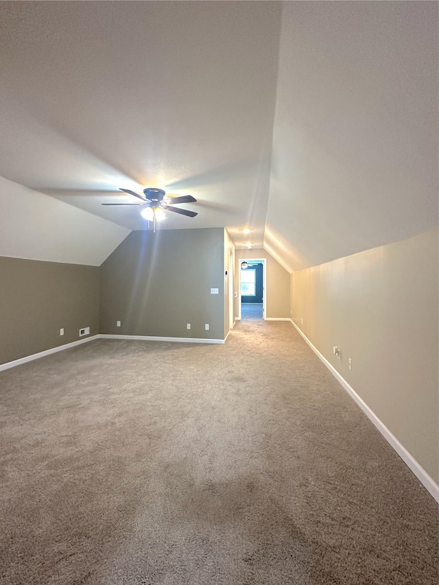 730 Everville Dr, Livingston, TN 38570 - bonus room with vaulted ceiling, carpet floors, baseboards, and ceiling fan