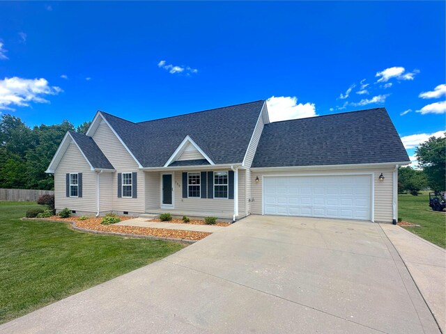 730 Everville Dr, Livingston, TN 38570 - view of front facade with driveway, a garage, crawl space, and a shingled roof