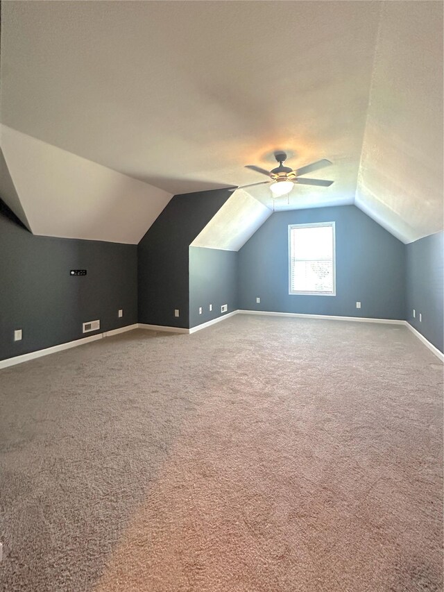 730 Everville Dr, Livingston, TN 38570 - bonus room featuring vaulted ceiling, carpet flooring, baseboards, and a ceiling fan
