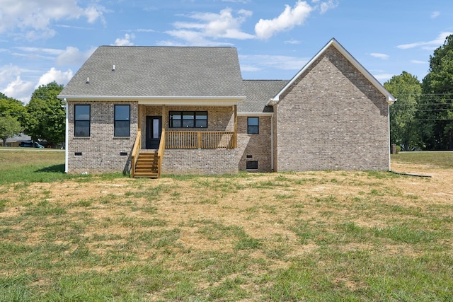 47 Long Branch Rd, Lawrenceburg, TN 38464 - rear view of property featuring a lawn, crawl space, and brick siding
