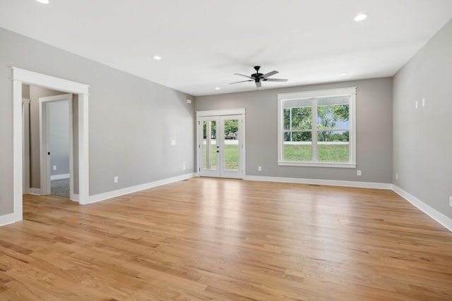 47 Long Branch Rd, Lawrenceburg, TN 38464 - spare room with a ceiling fan, baseboards, light wood finished floors, french doors, and recessed lighting