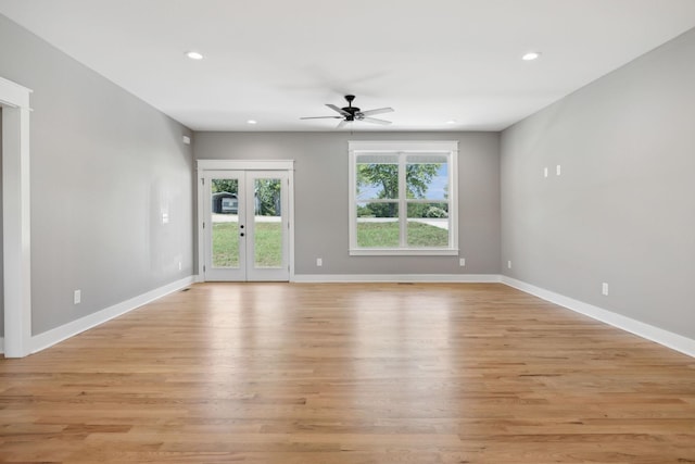 47 Long Branch Rd, Lawrenceburg, TN 38464 - unfurnished room featuring ceiling fan, light wood-style floors, recessed lighting, and baseboards