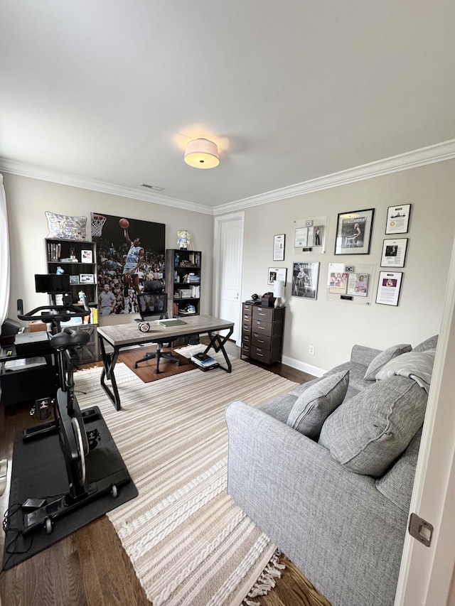 82 Addison Ave, Franklin, TN 37064 - living area featuring wood finished floors, ornamental molding, and baseboards